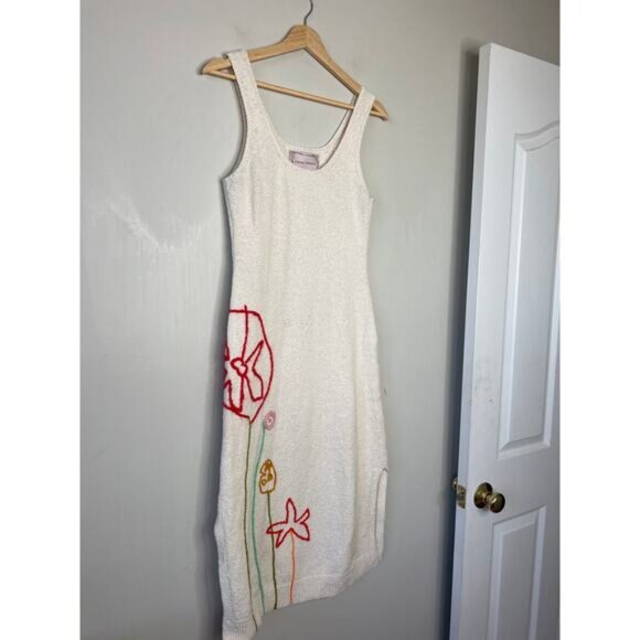 NEW Lingua Fanca Jane St. Garden Midi Dress Women's Salt Size: Medium - Picture 3 of 7